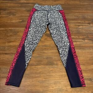 Puma Athletic Leggings navy mesh and hot pink details Size small
